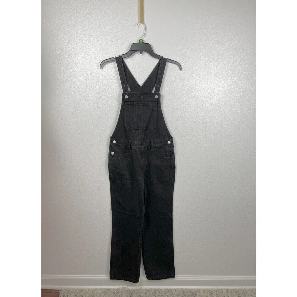 OLD NAVY Kid's Overalls Denim Black Cotton Unisex Boy's Girl's Large 10/12
